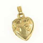 Gold Filled Engraved Floral Heart Photo Picture Locket Charm/Pendant