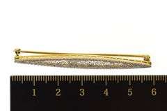 14K Yellow Gold Two Tone Ornate Floral Filigree Curved Bar Pin/Brooch