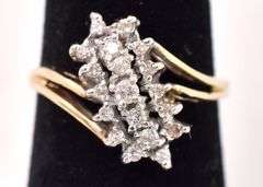 Alluring 14K Yellow Gold Diamond Waterfall Ring