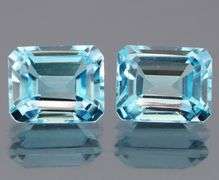 Dazzling 12.85ct vivid blue emerald cut Topaz pair