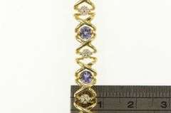 10K Yellow Gold Tanzanite Diamond X Criss Cross Statement Bracelet