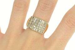 14K Yellow Gold 0.90 Ctw Diamond Striped Domed Statement Ring