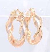 Beautiful Tri Color Gold Twisted Hoop Earrings