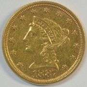 RARE RAZOR-SHARP reflective 1887 US $2.50 Liberty Gold Piece