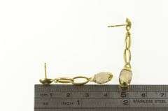 18K Yellow Gold Fibo Smoky Quartz Chain Dangle Statement Earrings