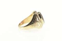 14K Yellow Gold Art Deco Amethyst Diamond Halo Etched Ring