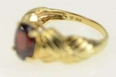 10K Yellow Gold Garnet Grooved Criss Cross Cocktail Ring