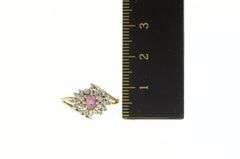 14K Yellow Gold 0.45 Ctw Oval Natural Ruby Diamond Cluster Ring