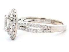 Vera Wang Love 1.15ctw Oval Diamond Double Frame Engagement Ring in 14K W/Box and Paper