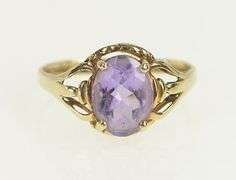 10K Yellow Gold Amethyst Vintage February Birthstone Ring