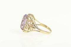 10K Yellow Gold Oval Amethyst Ornate Filigree Cocktail Ring