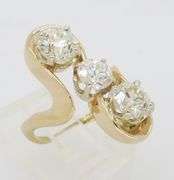 Three Stone Diamond Ring in a Free Form Design