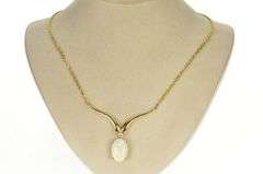 14K Yellow Gold Natural Opal Diamond Chevron Statement Necklace