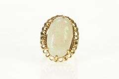 10K Yellow Gold Victorian Natural Opal Huge Statement Cocktail Ring