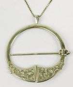 Antique Sterling Silver Celtic Buckle Pendant & Chain