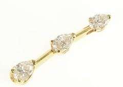 14K Yellow Gold 0.50 Ctw Pear Diamond Tiered Bar Drop Pendant