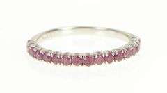 14K White Gold Natural Ruby Classic Stackable Wedding Band Ring