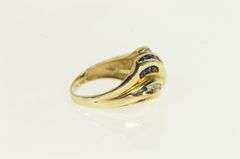 10K Yellow Gold White & Blue Sapphire Wavy Statement Ring