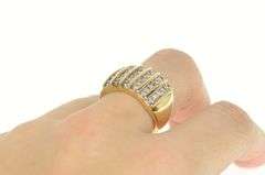 14K Yellow Gold 0.90 Ctw Diamond Striped Domed Statement Ring