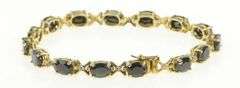 10K Yellow Gold 11.27 Ctw Natural Sapphire Diamond Tennis Bracelet