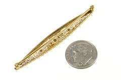 14K Yellow Gold Two Tone Ornate Floral Filigree Curved Bar Pin/Brooch