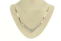 14K Yellow Gold 2.17 Ctw Princess Pave Chevron Cluster Chain Necklace