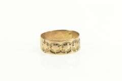 10K Yellow Gold Victorian Ornate Floral Pattern Wedding Band Ring
