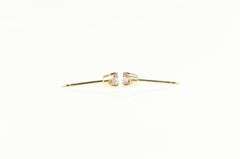 14K Yellow Gold Pink Cubic Zirconia Inset Vintage Stud Earrings