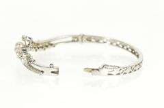 14K White Gold 0.78 Ctw Classic Diamond Pearl Bypass Bangle Bracelet