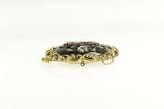Gold Filled Victorian Black Onyx Seed Pearl Floral Mourning Pin/Brooch