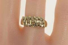 10K Yellow Gold 0.90 Ctw Fancy Diamond Striped Statement Band Ring
