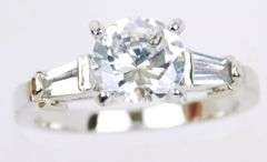 14K White Gold Large Cubic Zirconia Ring, Size 8