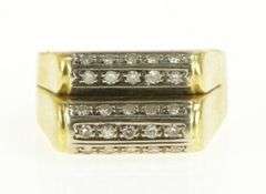 14K Yellow Gold 0.37 Ctw 1950's Diamond Tiered Geometric Ring