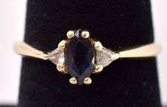 Adorable 14K Yellow Gold Sapphire and Diamond Ring