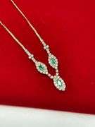 CERTIFIED BRAND NEW 14K GOLD DIAMOND AND EMERALD NECKLACE