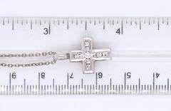 Vintage Sterling Silver Small Crystal Cross Necklace