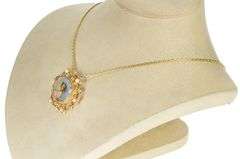 14K Yellow Gold Ornate Victorian Painted Lady Pearl Scroll Pendant/Pin