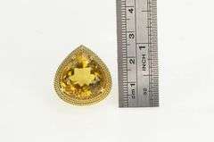 18K Yellow Gold 1960's Pear Citrine Woven Trim Cocktail Ring