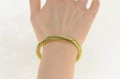 18K Yellow Gold 7mm David Yurman Twist Hook Bangle Bracelet