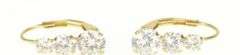 14K Yellow Gold Graduated Cubic Zirconia Dangle Lever Back Earrings