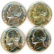 4 Different BU Jefferson Silver War Nickels