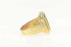 10K Yellow Gold Squared Retro Carnelian Men's Statement Ring