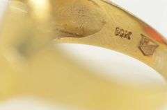 10K Yellow Gold Squared Retro Carnelian Men's Statement Ring