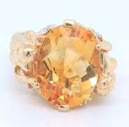 Attractive Yellow Gold 8.70ct oval Citrine and Diamond Set in Female Bust Setting