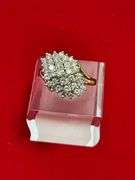 CERTIFIED 14K GOLD AND DIAMOND COCKTAIL RING