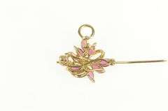 14K Yellow Gold Marquise Pink Tourmaline Diamond Accent Pendant/Pin
