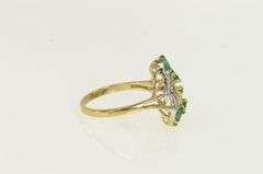 10K Yellow Gold Marquise Emerald Diamond Cluster Ring