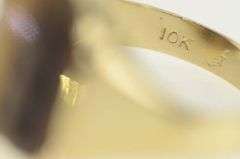 10K Yellow Gold Carved Tiger's Eye Soldier Intaglio Retro Ring