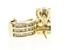 10K Yellow Gold 0.90 Ctw Diamond Inset Channel Oval Hoop Earrings