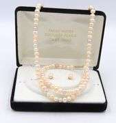 Set of Fresh Water Pearl Necklace, Bracelet and Stud Earrings